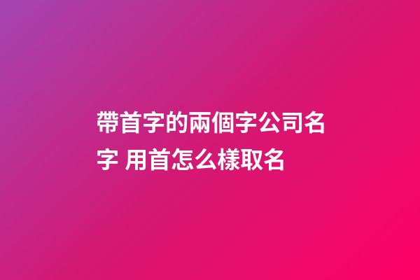 帶首字的兩個字公司名字 用首怎么樣取名-第1張-公司起名-玄機派